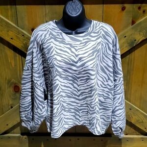 NEW REBECCA MINKOFF GREY ANIMAL ZEBRA PRINT SWEATSHIRT SIZE MEDIUM OVERSIZED NWT